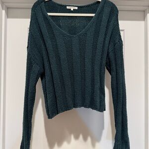 PacSun Deep Teal V-Neck Cropped Sweater